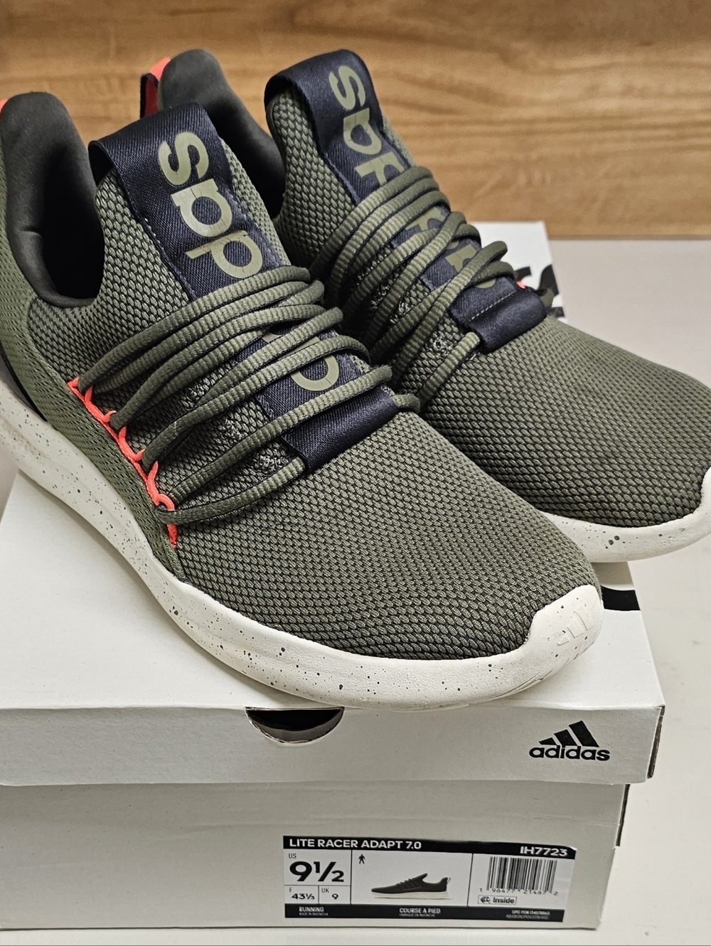 Adidas Lite Racer Adapt 7.0 Shoes Mens Olive Green Sneakers Slip On IH7723 9.5